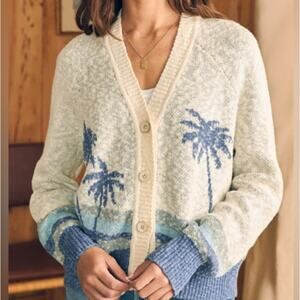 Faherty Island Time Cardigan Knit Sweater in Coastal Capri Size XS